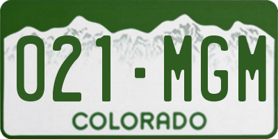 CO license plate 021MGM