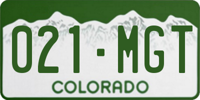 CO license plate 021MGT