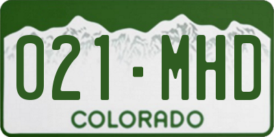 CO license plate 021MHD