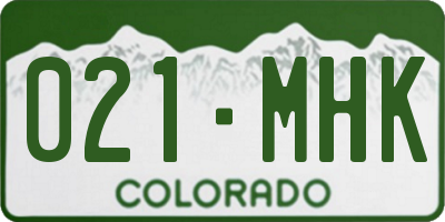 CO license plate 021MHK