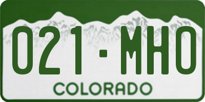 CO license plate 021MHO