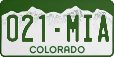 CO license plate 021MIA