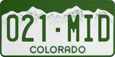 CO license plate 021MID
