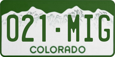 CO license plate 021MIG