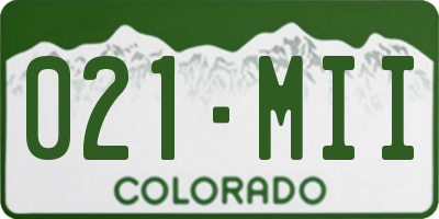 CO license plate 021MII