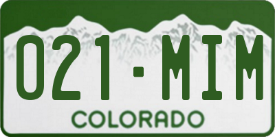 CO license plate 021MIM