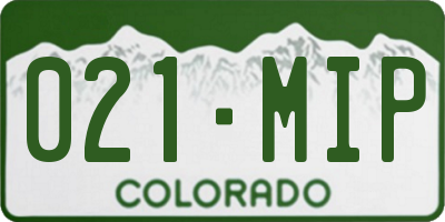 CO license plate 021MIP