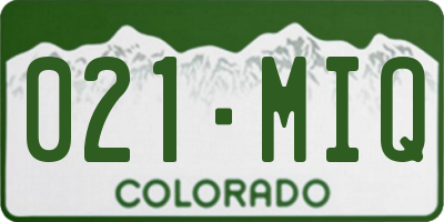 CO license plate 021MIQ