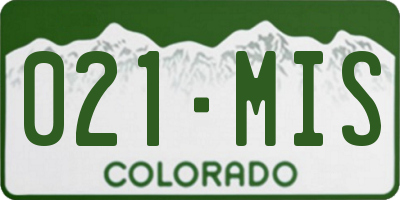 CO license plate 021MIS