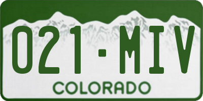 CO license plate 021MIV