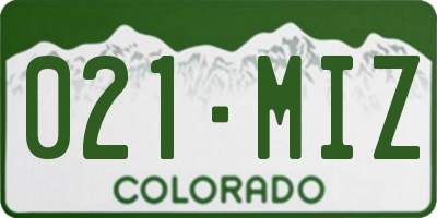 CO license plate 021MIZ