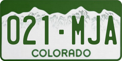 CO license plate 021MJA