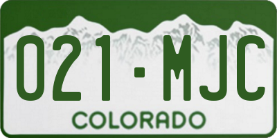 CO license plate 021MJC