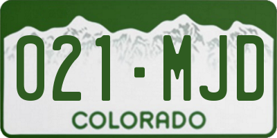 CO license plate 021MJD