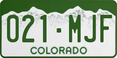 CO license plate 021MJF