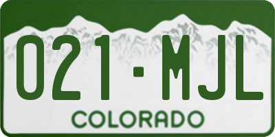 CO license plate 021MJL