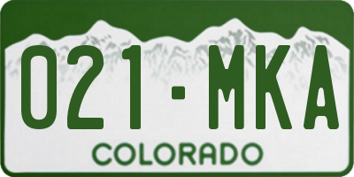 CO license plate 021MKA