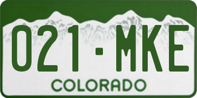 CO license plate 021MKE