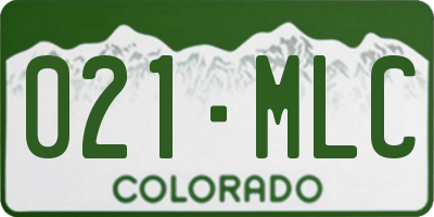 CO license plate 021MLC