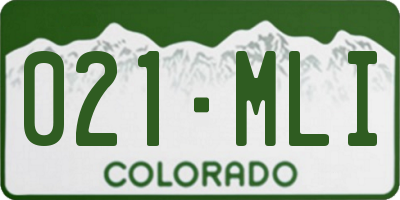 CO license plate 021MLI