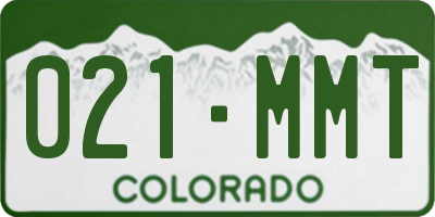 CO license plate 021MMT