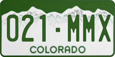 CO license plate 021MMX