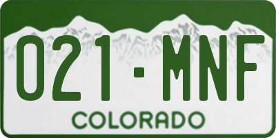 CO license plate 021MNF