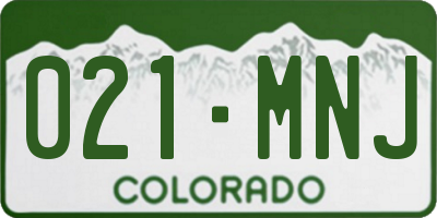 CO license plate 021MNJ