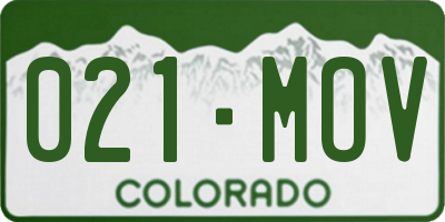 CO license plate 021MOV