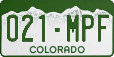 CO license plate 021MPF