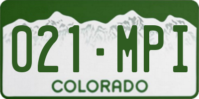 CO license plate 021MPI