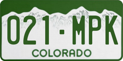 CO license plate 021MPK