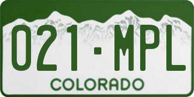 CO license plate 021MPL