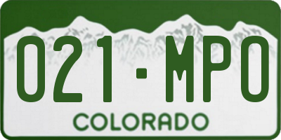 CO license plate 021MPO