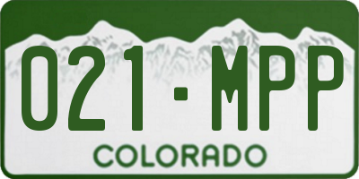 CO license plate 021MPP