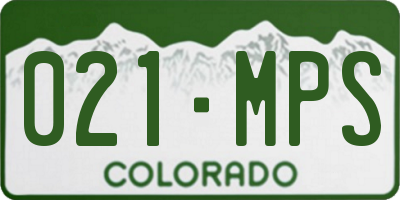 CO license plate 021MPS