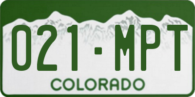 CO license plate 021MPT