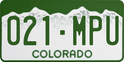 CO license plate 021MPU