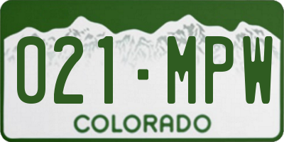 CO license plate 021MPW