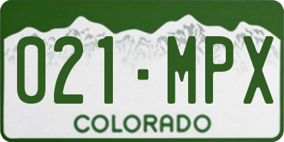 CO license plate 021MPX