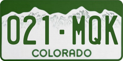 CO license plate 021MQK