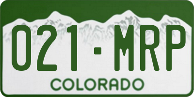 CO license plate 021MRP