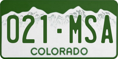 CO license plate 021MSA