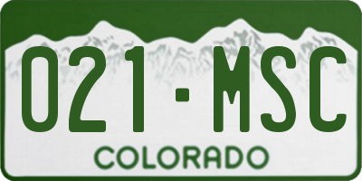 CO license plate 021MSC