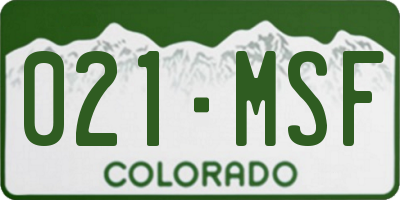 CO license plate 021MSF