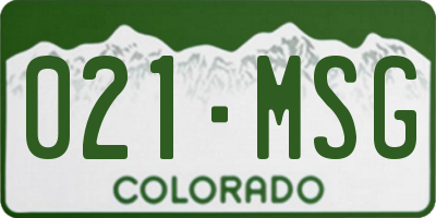 CO license plate 021MSG