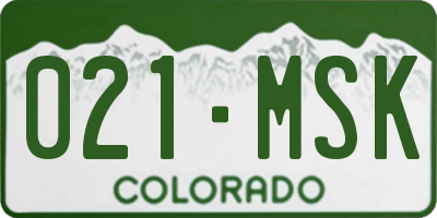 CO license plate 021MSK