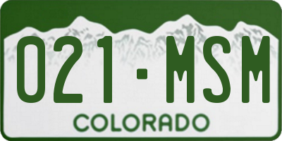 CO license plate 021MSM