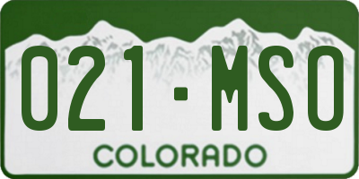 CO license plate 021MSO