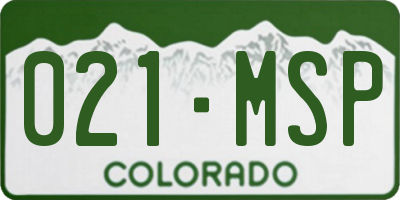 CO license plate 021MSP